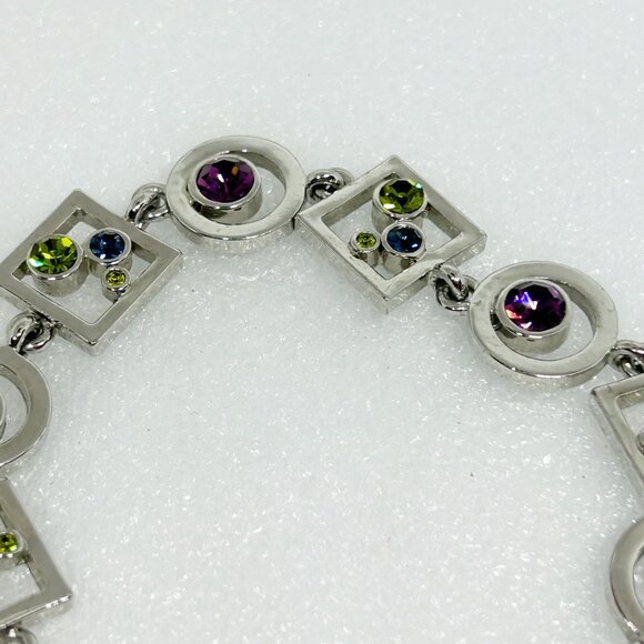 Vintage M4M Crystal Bracelet w Geometric Design Purple Green Blue - Picture 6 of 9